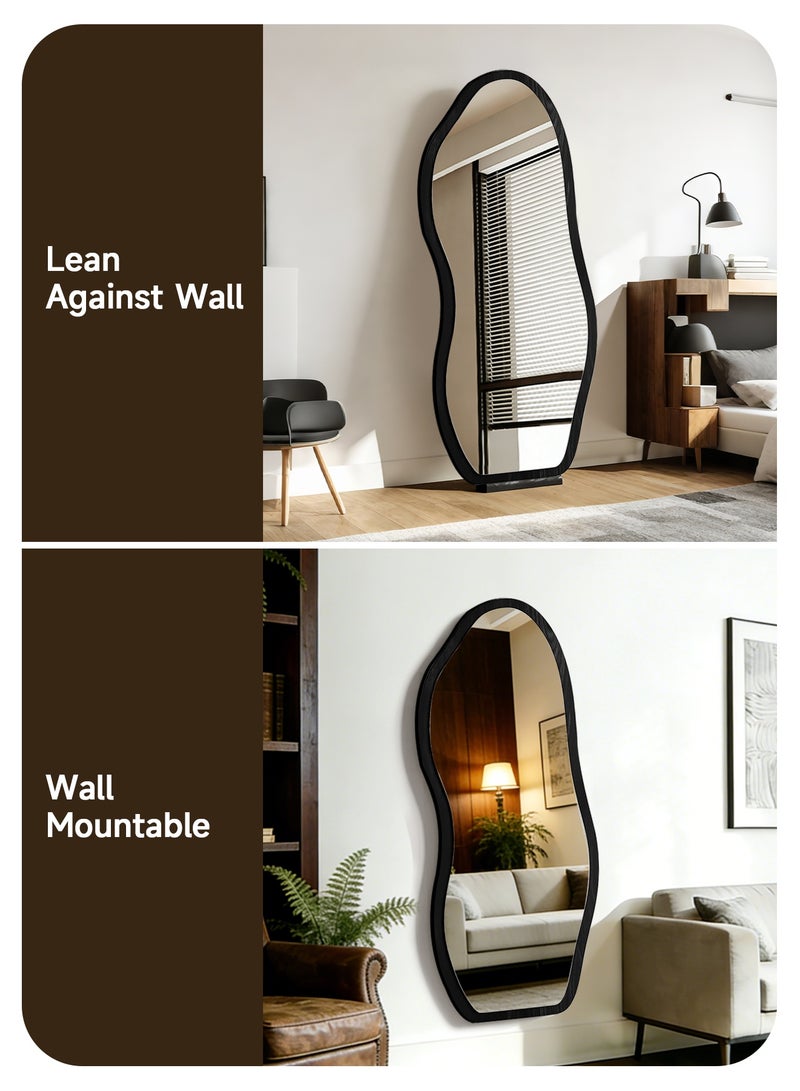 ARCHAEOPTERYX 120x40cm Irregular Design Full Length Mirror - Wall Mount or Lean Against Wall, Modern Artistic Mirror for Bedroom & Living Room Decor (Black) - Image 3